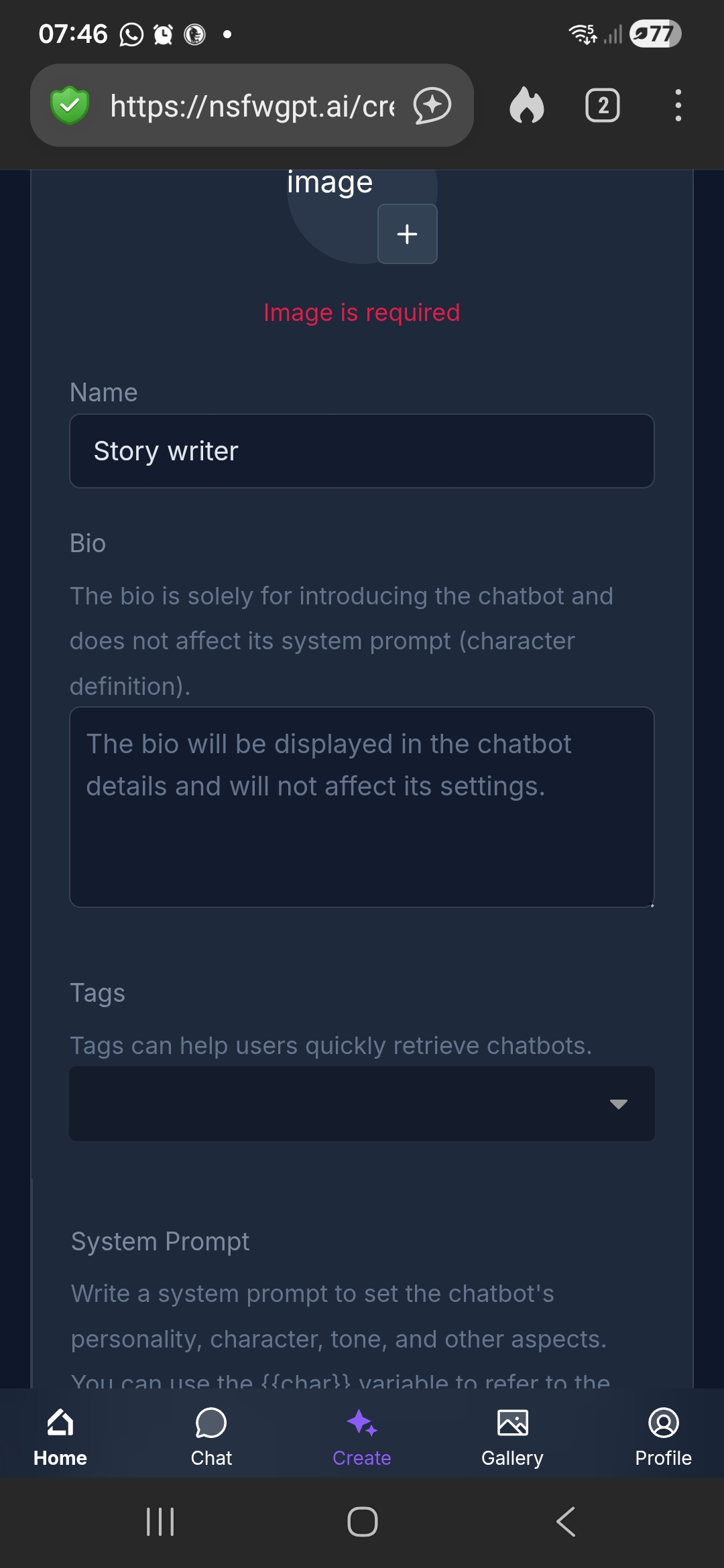 Story writer - AI Chatbot | NsfwGPT.AI