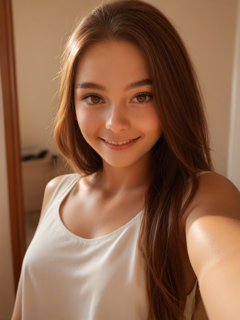 char sent an image  1girl, solo, long hair, brown hair, brown eyes, looking at viewer, smile